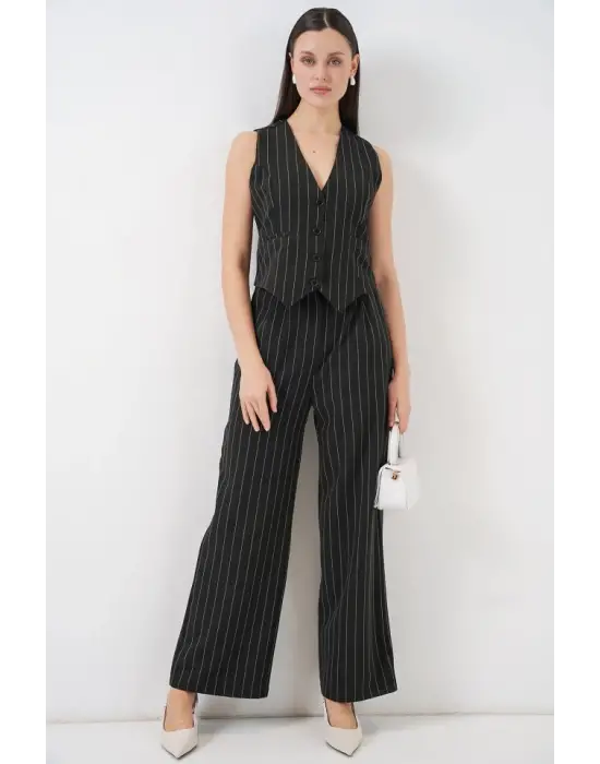 6709 Yelek Pantolon İkili Takım - D. Siyah