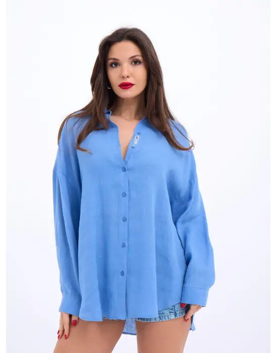 Omarı Rahat Kesim Mavi Gömlek