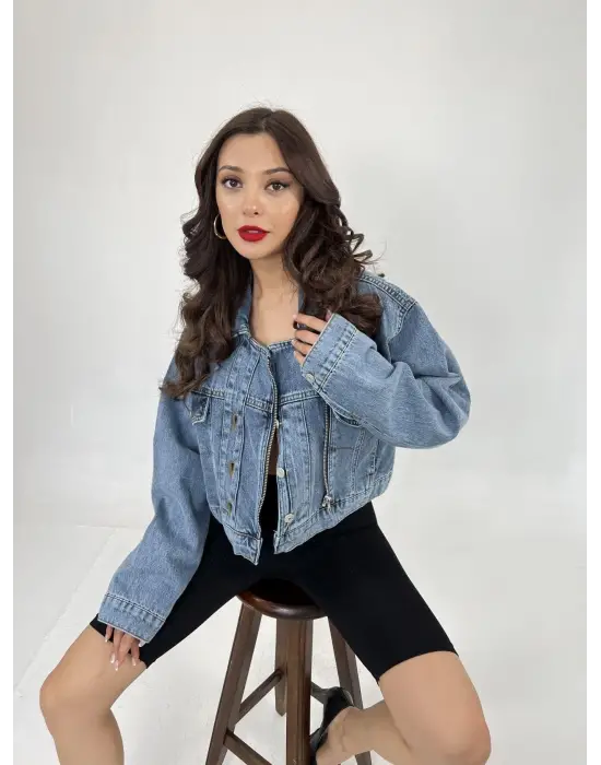 Omarı Kadın Mavi Kot Ceket - Şık ve Rahat Tesettür Giyim