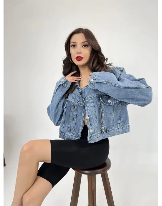 Omarı Kadın Mavi Kot Ceket - Şık ve Rahat Tesettür Giyim