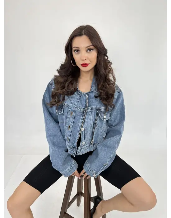 Omarı Kadın Mavi Kot Ceket - Şık ve Rahat Tesettür Giyim