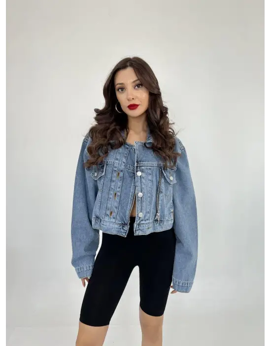 Omarı Kadın Mavi Kot Ceket - Şık ve Rahat Tesettür Giyim