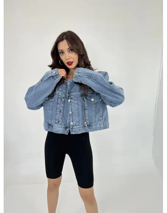 Omarı Kadın Mavi Kot Ceket - Şık ve Rahat Tesettür Giyim