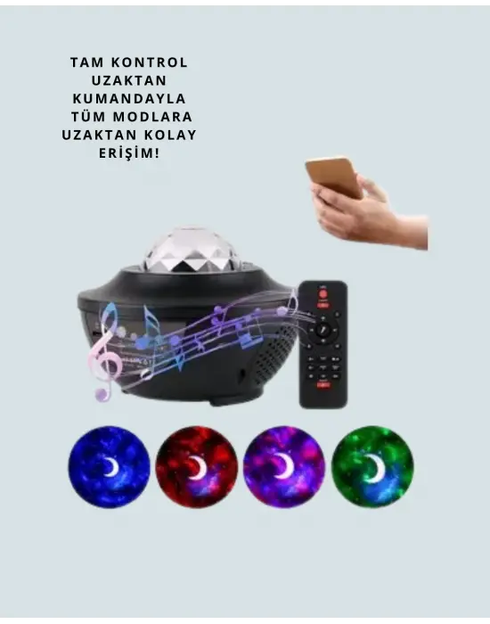 Bluetooth & Usb Müzik Çalar Gece Lambası – 50 m² Kapsama, Uzaktan Kumanda