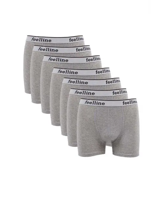 Omarı Doğal Likralı Gri Pamuklu Erkek Boxer Seti