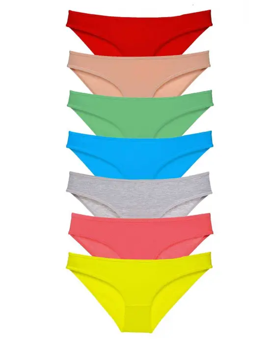 Çok Renkli Likralı Kadın Slip Külot Seti