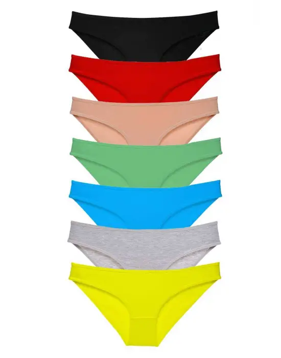 Çeşitli Renkli Likralı Kadın Slip Külot Seti