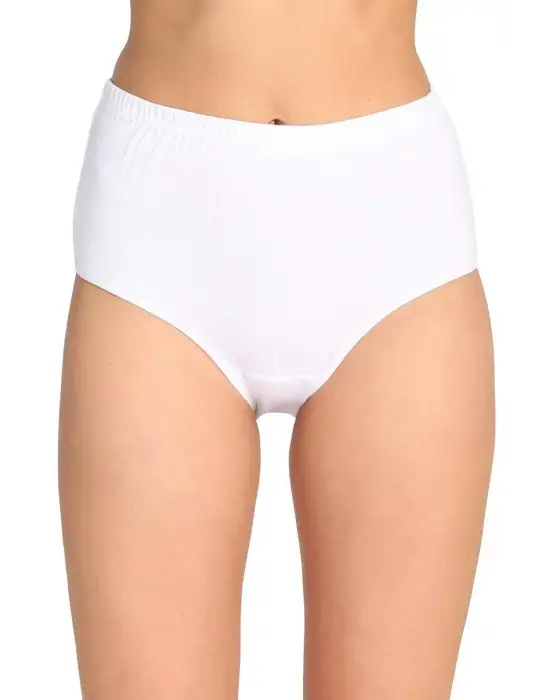 Omarı Yüksek Bel Kalın Lastikli Beyaz Külot