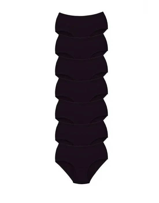 7 Adet Tutku Kadın Yüksek Bel   Kalın Lastik Külot Siyah