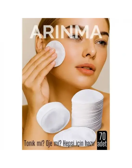 70li Kozmetik Disk Pamuk Premium Makyaj Temizleme Pamuğu  Tonik ve Oje İçin Çift Taraflı Diskler