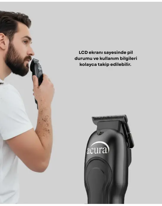 7000 Rpm Güçlü Motorlu Lcd Göstergeli Şarjlı Tıraş Makinesi