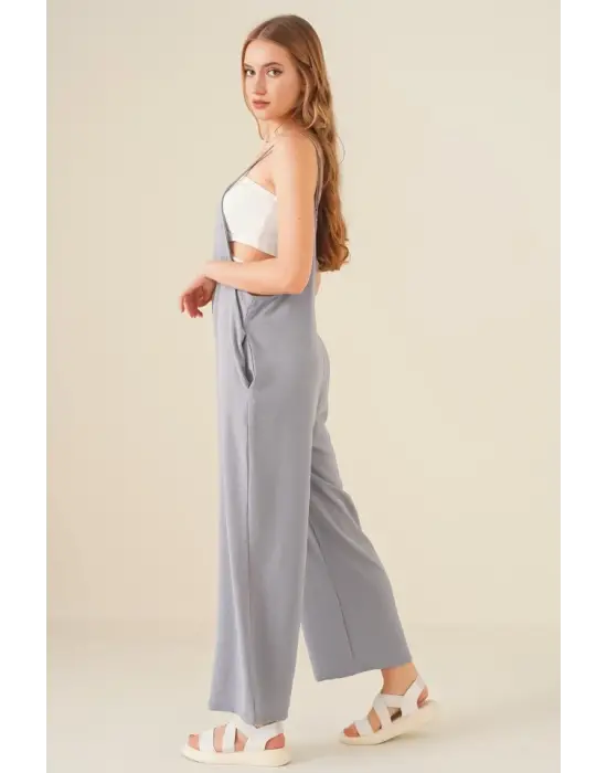 7019 Askılı Bahçivan Tulum - Gri