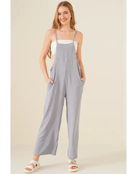 7019 Askılı Bahçivan Tulum - Gri