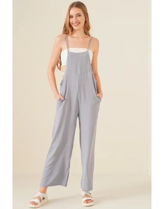 7019 Askılı Bahçivan Tulum - Gri