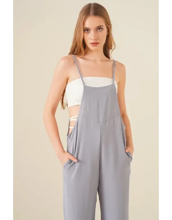 7019 Askılı Bahçivan Tulum - Gri