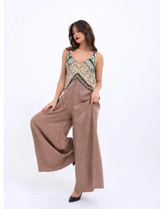 Omarı Şık Kahve Rengi Tulum Modası