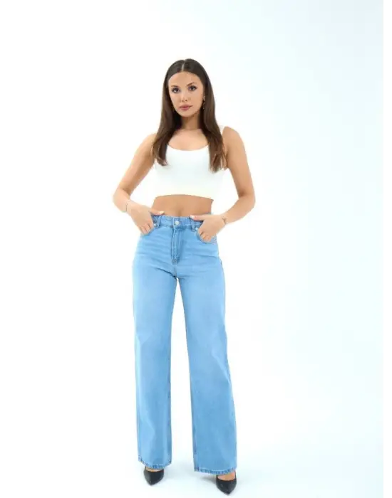 Omarı Mavi denim kot pantolon