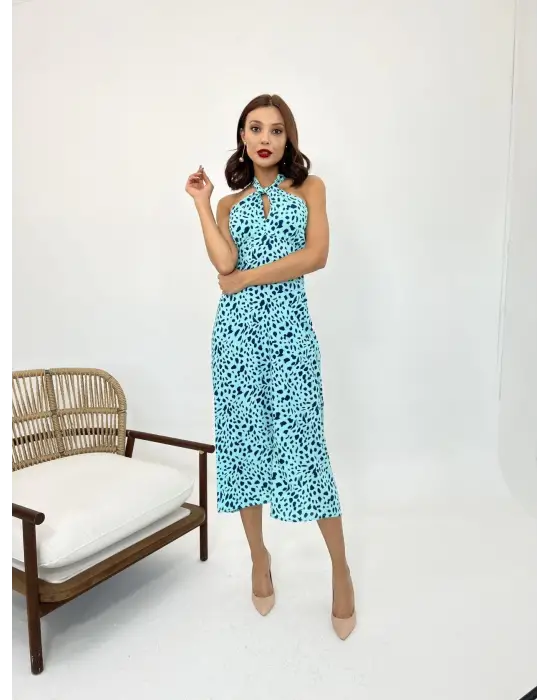 Omarı Flared Kol Detaylı Siyah Elbise