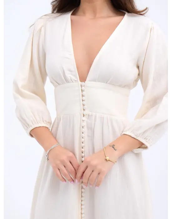 Omarı Zarif Dantel Detaylı Elbise