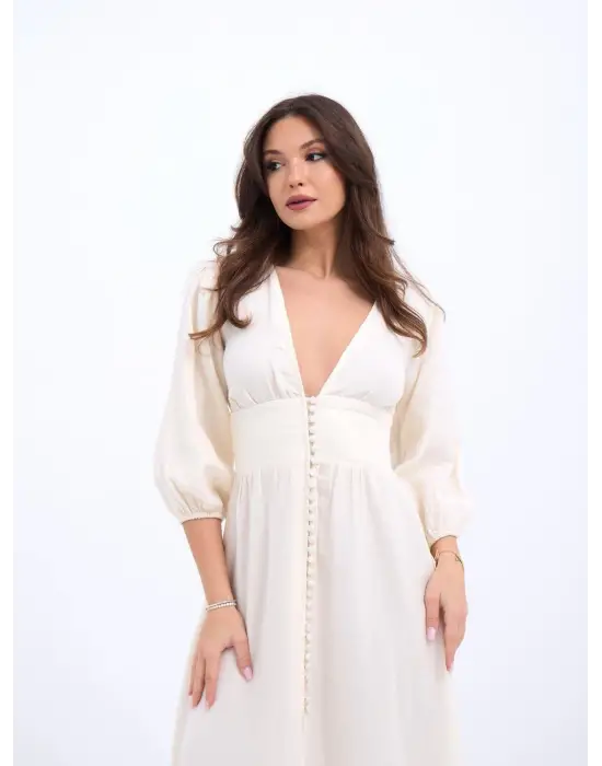 Omarı Zarif Dantel Detaylı Elbise