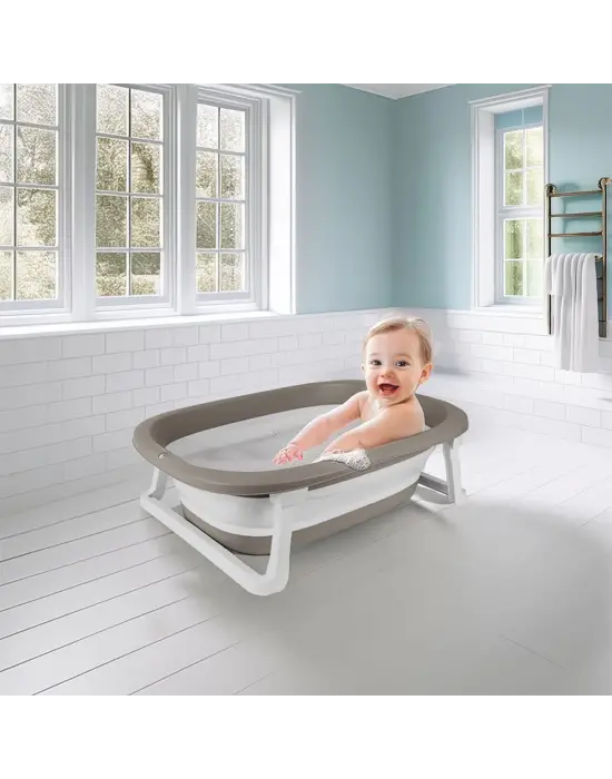 Omarı Katlanabilir Taş Gri Bebek Yıkama Küveti