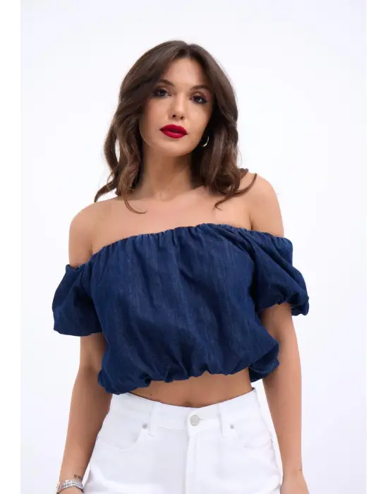 Omarı Yüksek Bel Crop Paça Denim Pantolon