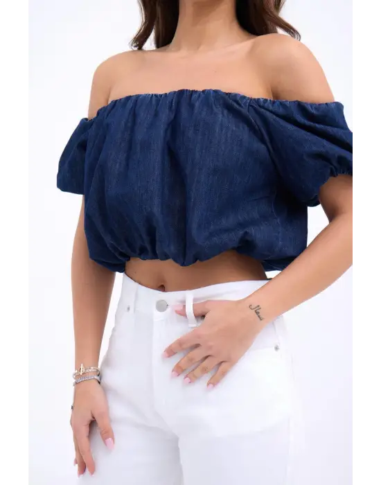 Omarı Yüksek Bel Crop Paça Denim Pantolon