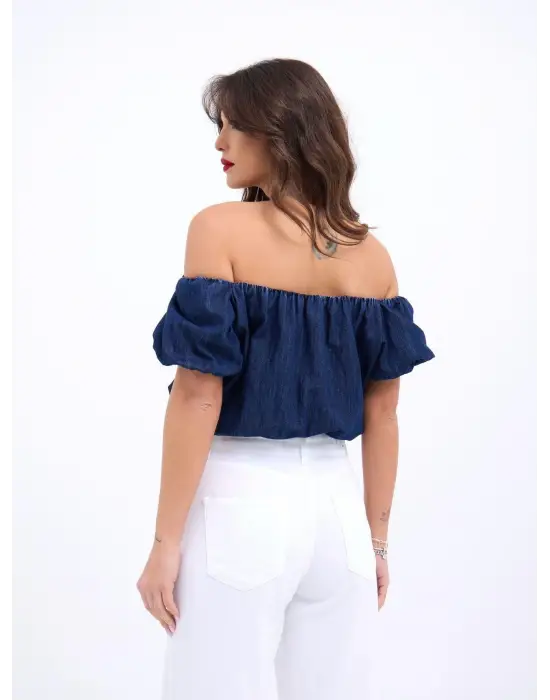 Omarı Yüksek Bel Crop Paça Denim Pantolon