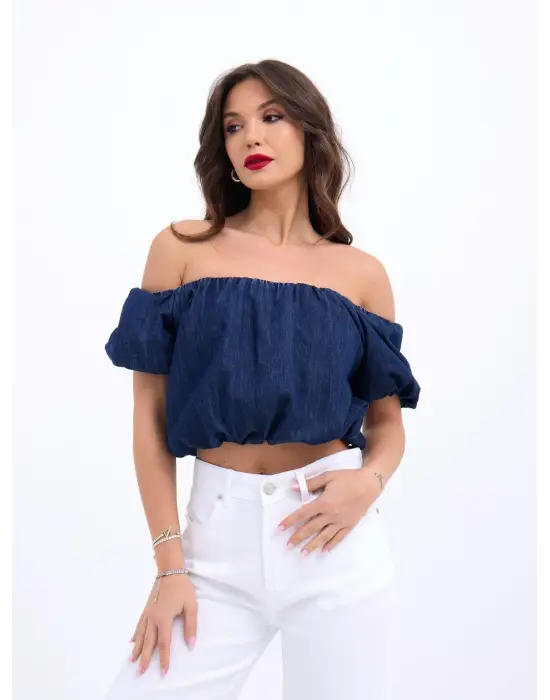 Omarı Yüksek Bel Crop Paça Denim Pantolon