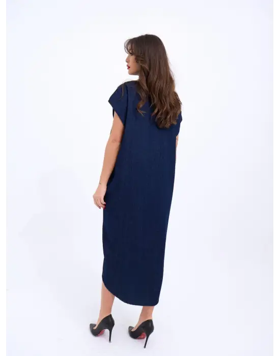 Omarı Kadın Mavi Kot Elbise