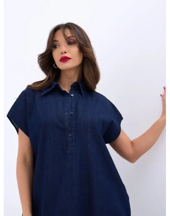 7348 KOT ELBİSE-MAVİ