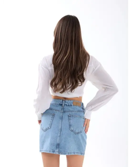 Omarı Denim Etek - Modern Mavi Tonu