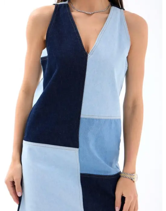 7385 KOT ELBİSE-MAVİ