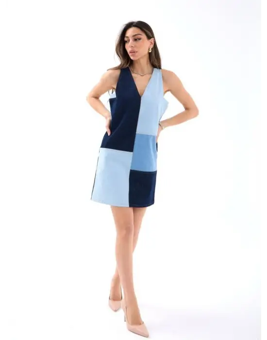 7385 KOT ELBİSE-MAVİ