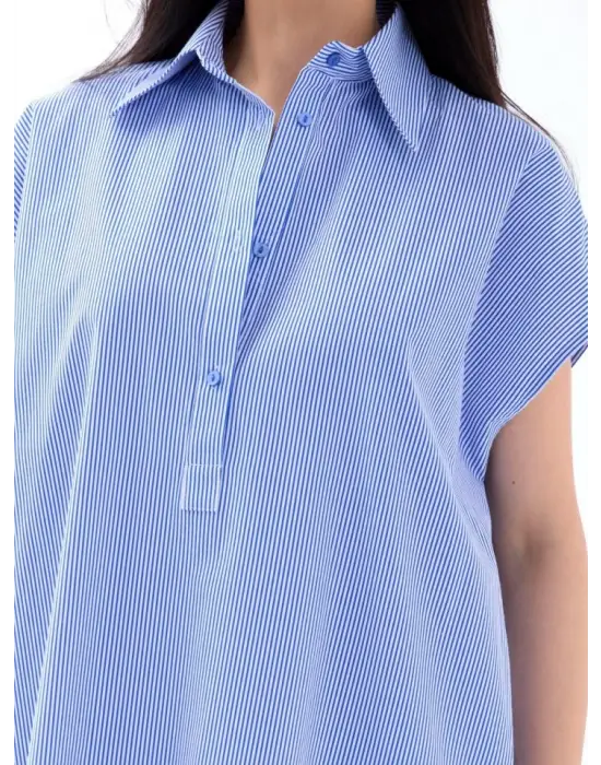 7450 ELBİSE-MAVİ BEYAZ ÇİZGİLİ