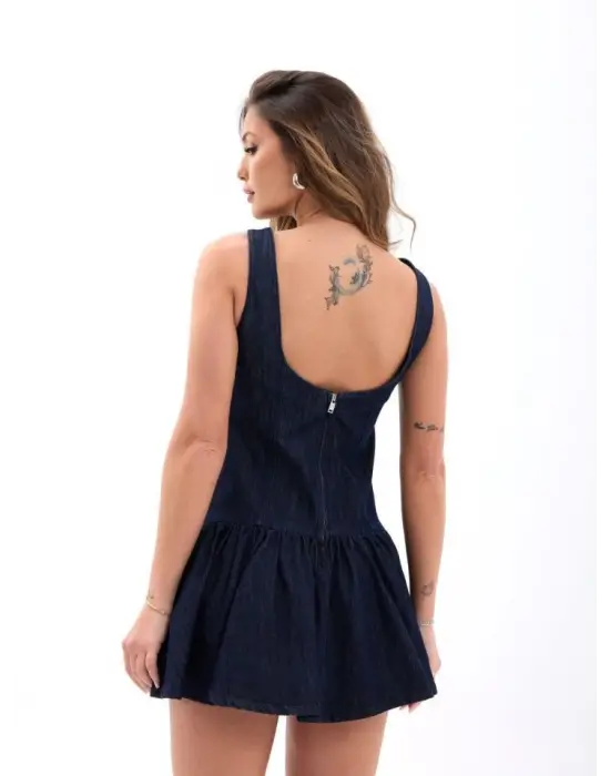 Omarı Modern Kesim Mavi Kot Elbise