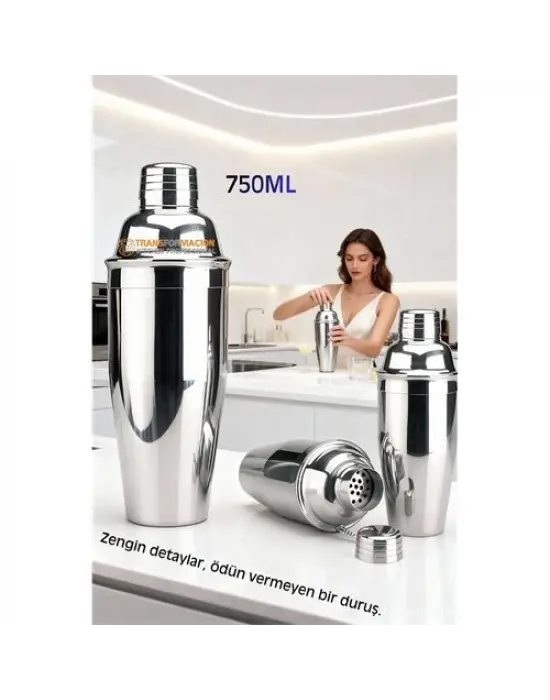 750 ml Inox Shaker - Kokteyl Karıştırma Kabı  Süzgeçli Bar Shaker Paslanmaz Çelik