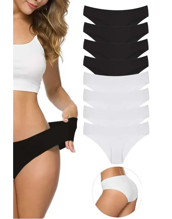 8 Adet Kadın Dikişsiz Lazer Kesim Esnek İz yapmayan Külot S1