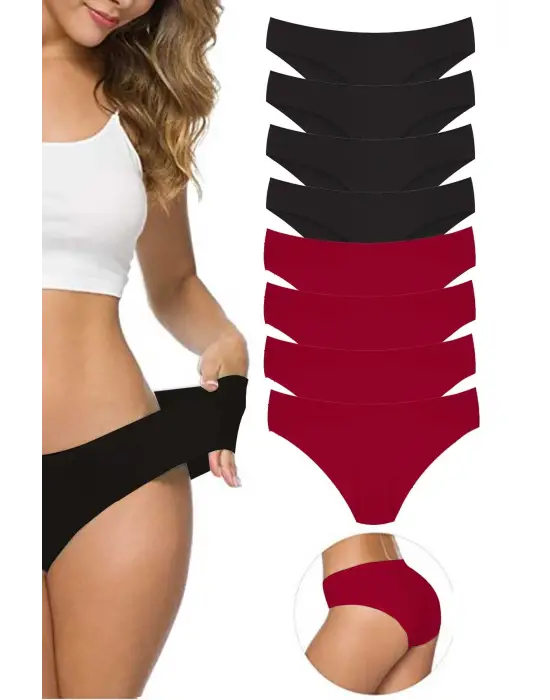 8 Adet Kadın Dikişsiz Lazer Kesim Esnek İz yapmayan Külot S4