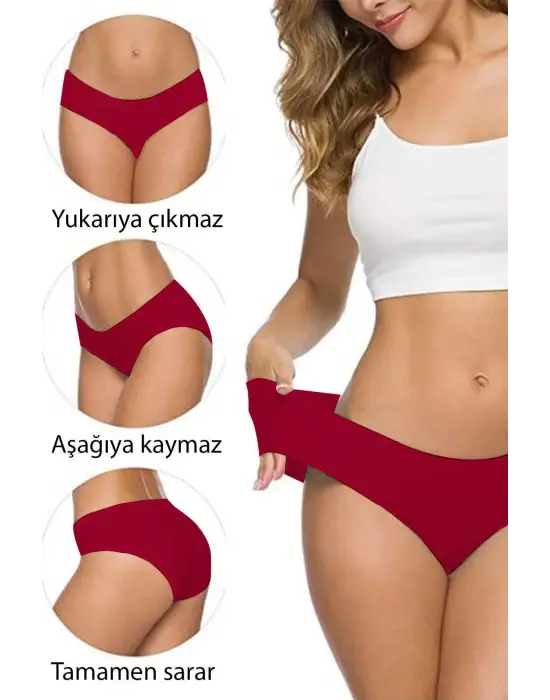 8 Adet Kadın Dikişsiz Lazer Kesim Esnek İz yapmayan Külot S6