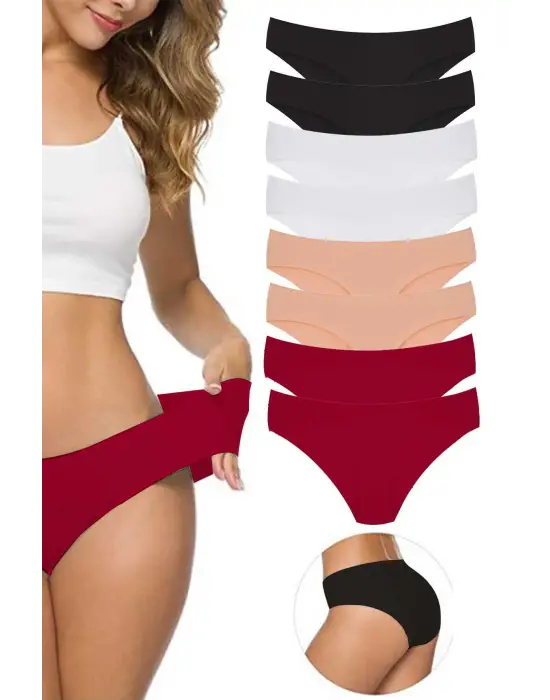 8 Adet Kadın Dikişsiz Lazer Kesim Esnek İz yapmayan Külot S7