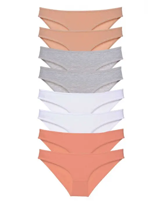 Trend Süper Eko Set Kadın Slip Bikini Ten Gri Beyaz Pudra