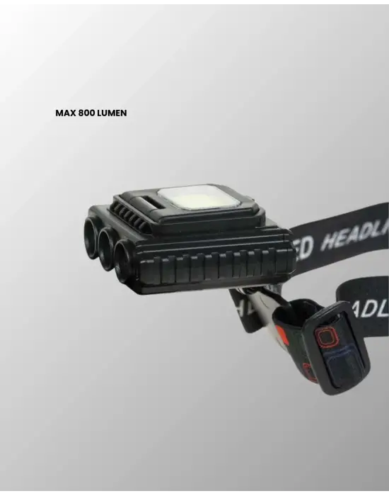 800 Lumen Çok Fonksiyonlu Led Kafa Lambası Type C Şarjlı