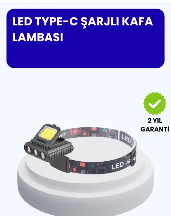 800 Lumen Led Kafa Lambası Cob Ve Xpe Led Type C Şarjlı Ayarlanabilir