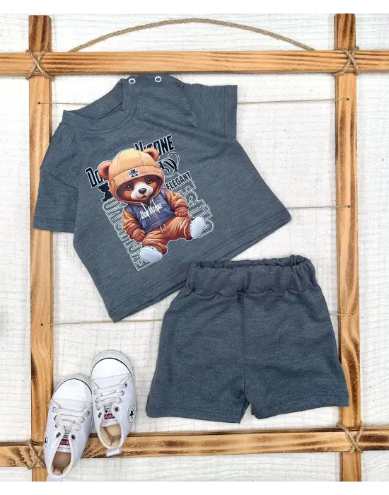 Modern Dansçı Ayıcık Baskılı Tişört Takımı