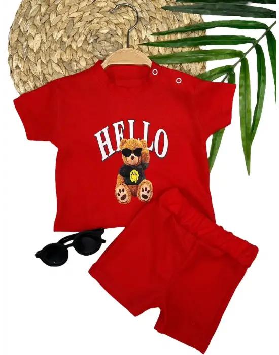 Çarpıcı Ayıcık Baskılı Bebek Takımı