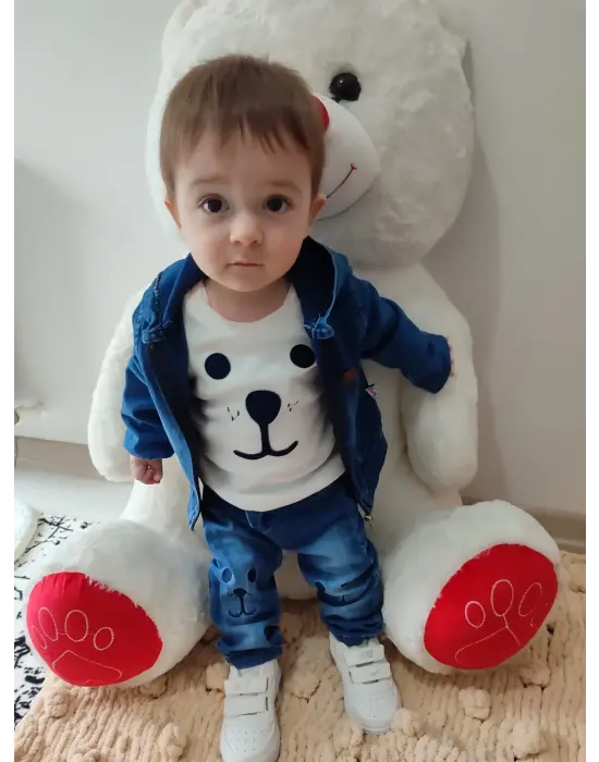 Modern Bebek Erkek Takımı Uzun Kol Sweatli Mavi