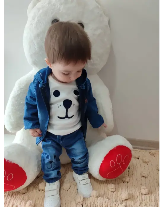 Modern Bebek Erkek Takımı Uzun Kol Sweatli Mavi