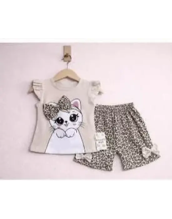 9/24 Ay Leopar Kedi Baskılı Bebek Takımı
