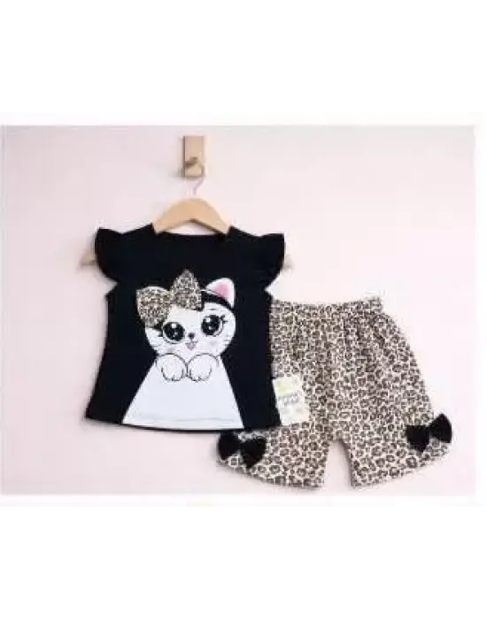 9/24 Ay Leopar Kedi Baskılı Bebek Takımı